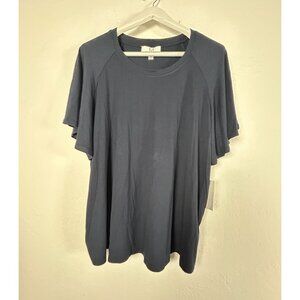 Magaschoni Womens Navy Blue Relaxed Fit Short Sleeve T-Shirt Size XL Stretch New